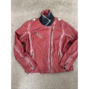 Mauritius Christy RF Leather Jacket, Red, Size 3XL. Poor Condition.